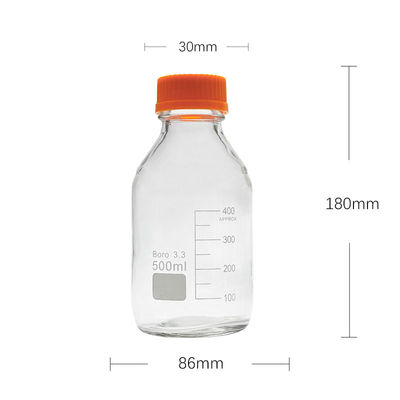 Laboratorium 500 ml Ronde bodem gele schroefglasfles met reagens voor opslag van media